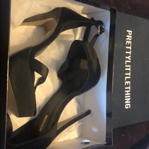 Pretty little thing Black Satin Heels